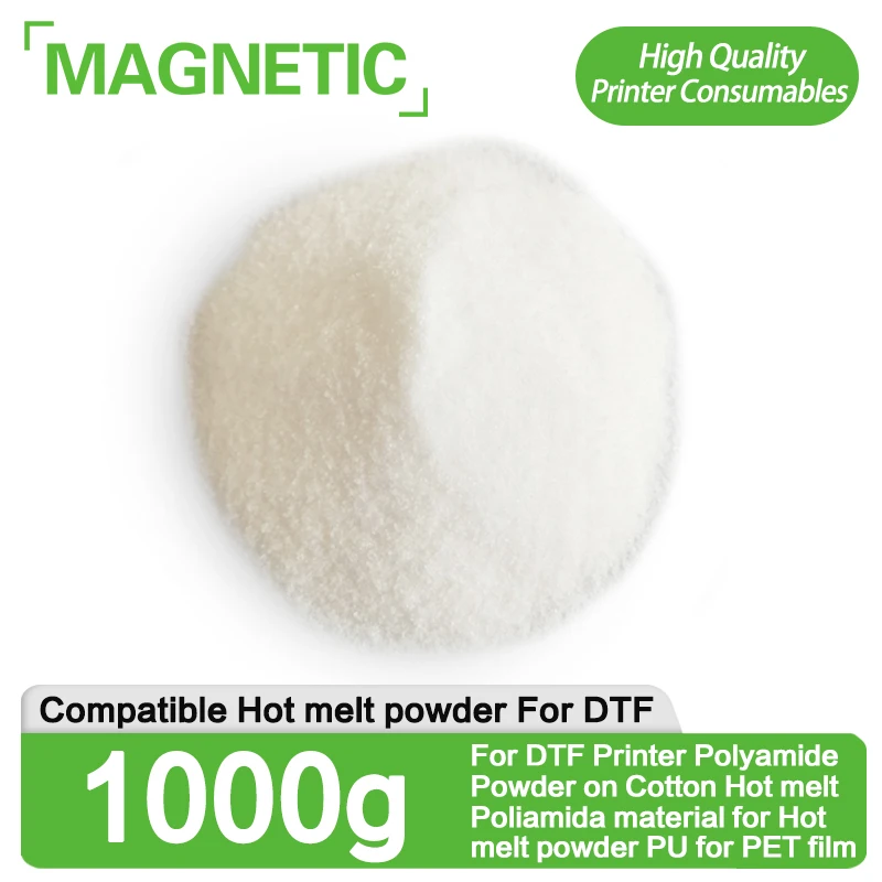 Poliamida Branco para Impressora Dtf Algodão Hot Melt Poliéster Material para pó Hot Melt pu para Filme Pet 1000g Top Novo pó de