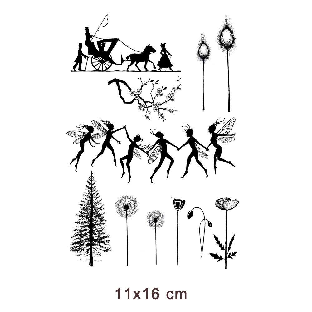 

New Plants Clear Stamps Fairy Tranperant Silicone Stamp for Card Making Album Photo DIY Scrapbooking Decorative Craft Supplies