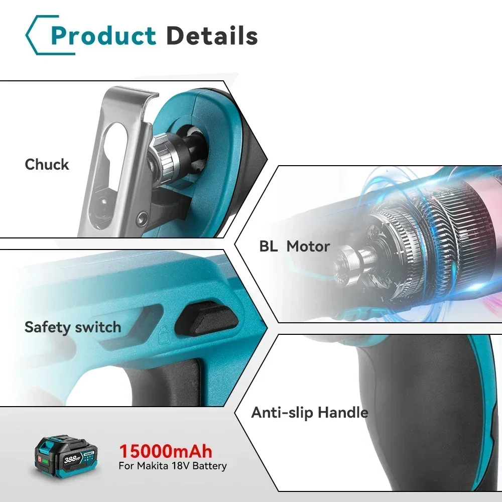 18V Brushless Reciprocating Saw Electric Saw Wood Metal PVC Pipe Materials Cutting With 4 PCS Saw Blades For Makita 18V Battery 4