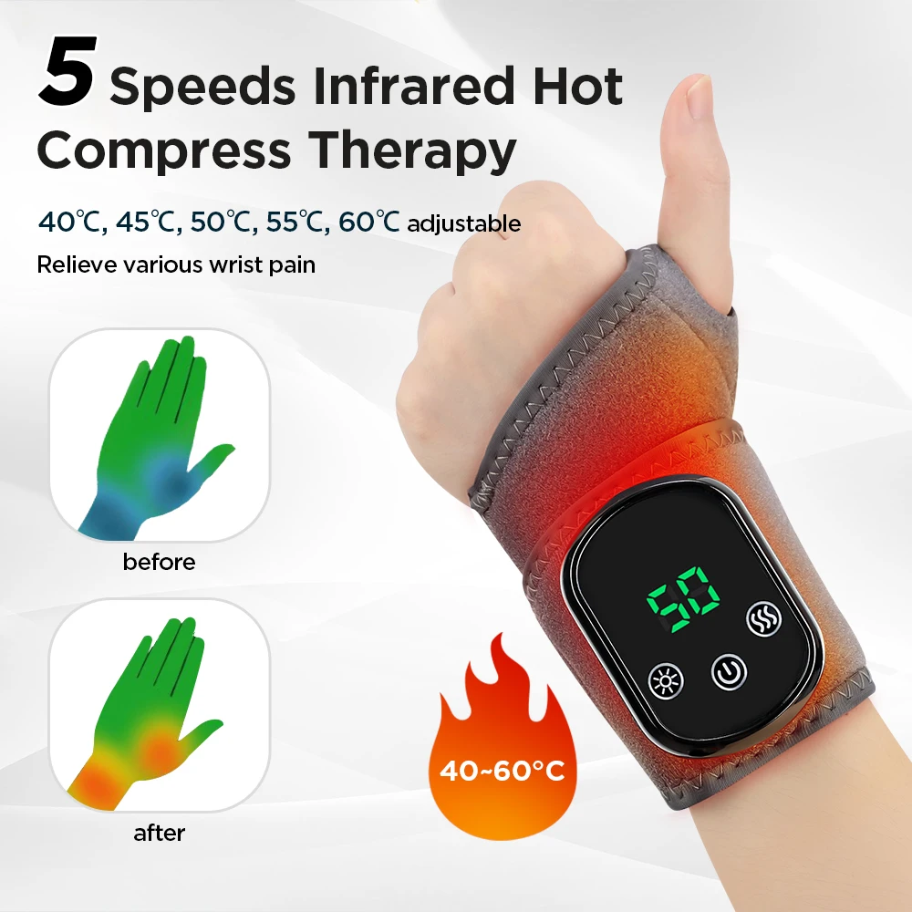 Heating Wrist Guard Massage Wrap with Vibration and Temperature Control