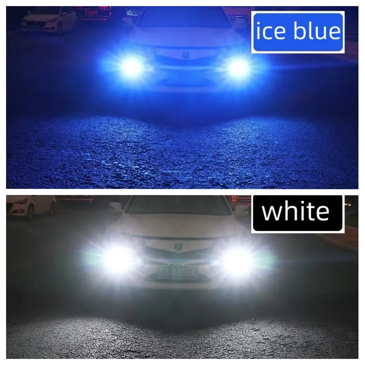 2pcs Led Car Fog Lamp for Hyundai Kona 2018 2019 2020 2021 Front Fog Light Bulb Canbus Error Free White ice blue