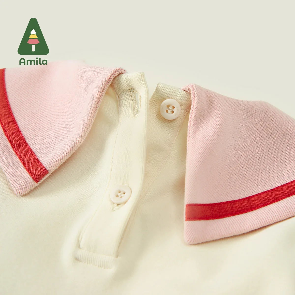 Amila T-shirt For Girls Autumn Fabric Lapel Cat Shaped Bishop Sleeve Cotton Fashion Breathable Children Clothes