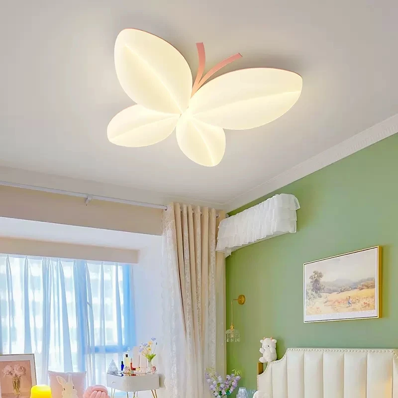 Nordic Warm Children's Room Ceiling Lights Romantic Butterfly Light LED Creative Princess Room Little Girl Bedroom Ceiling Lamps