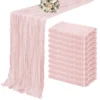 10PCS Set Semi-Sheer Gauze Wedding Table Runner Grey Blue Cheesecloth Table Dining Party Christmas Banquets Arches Cake Decor 2