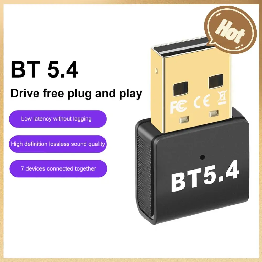 USB Bluetooth-Compatible 5.4 Dongle Adapter Plug and Play Bluetooth-Compatible Transmitter and Receiver for Keyboard Mouse