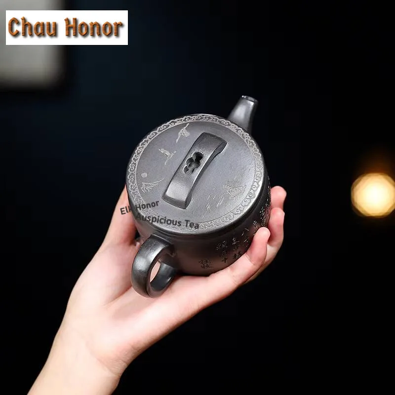 220/240ml Yixing Purple Clay Tea Pot Handmade Raw Ore Black Mud Teapots Authentic Tea Maker Kettle Customized Tea Set Collection