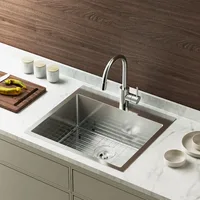 25 Inch Top mount Kitchen Sink Drop-in, Farmhouse Kitchen Sink with Sink Protector 18 Gauge, Workstation Sink, 1