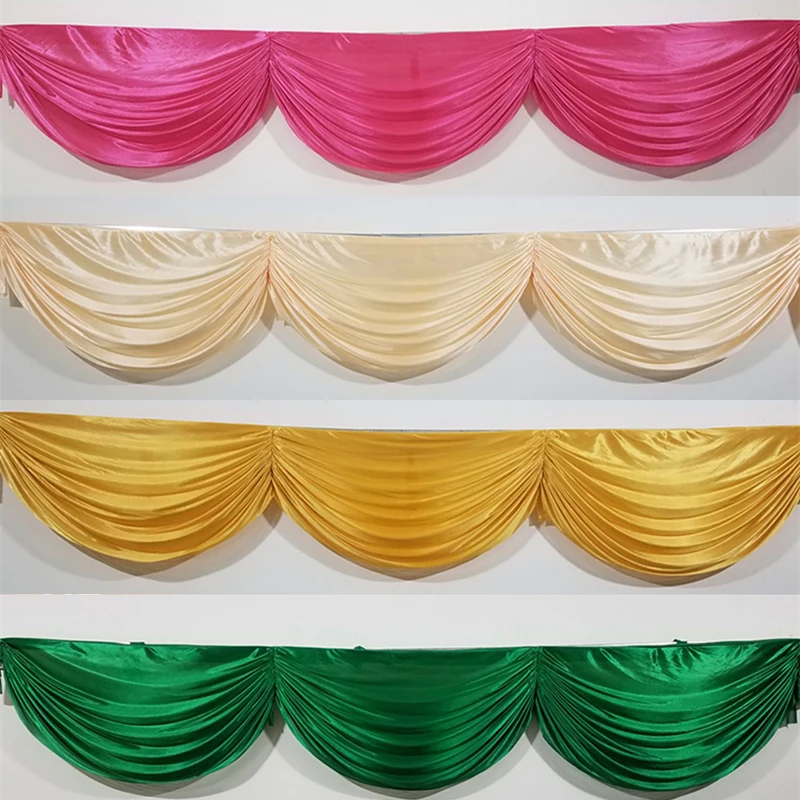 3/6M Long Ice Silk Swag Drape Panel Wedding Stage Background Event Party Decor Drapery Party Banquet Backdrop Curtain Swag