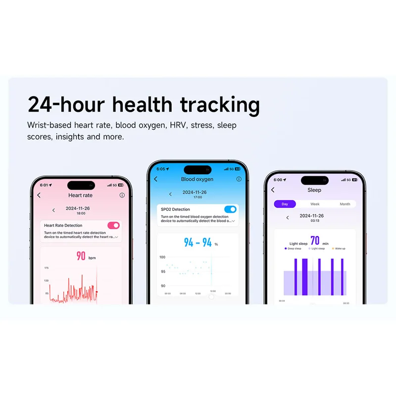 스마트 손목밴드 스크린리스 심박수 혈중 산소 피트니스 트래커 심박수 블루투스 방수 미밴드 AI 신체 측정