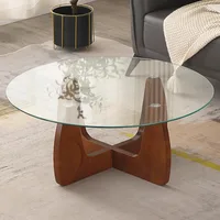 Coffee Table for Living Room 31.5" Round Glass Coffee Table Modern Circle Table for Small Space Unique Center Table 1