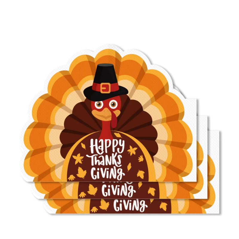 20pcs/Pac 28*36cm Thanksgiving Shaped Paper Napkins Autumn Party Holiday Disposable Paper Napkins Decorative Placemats