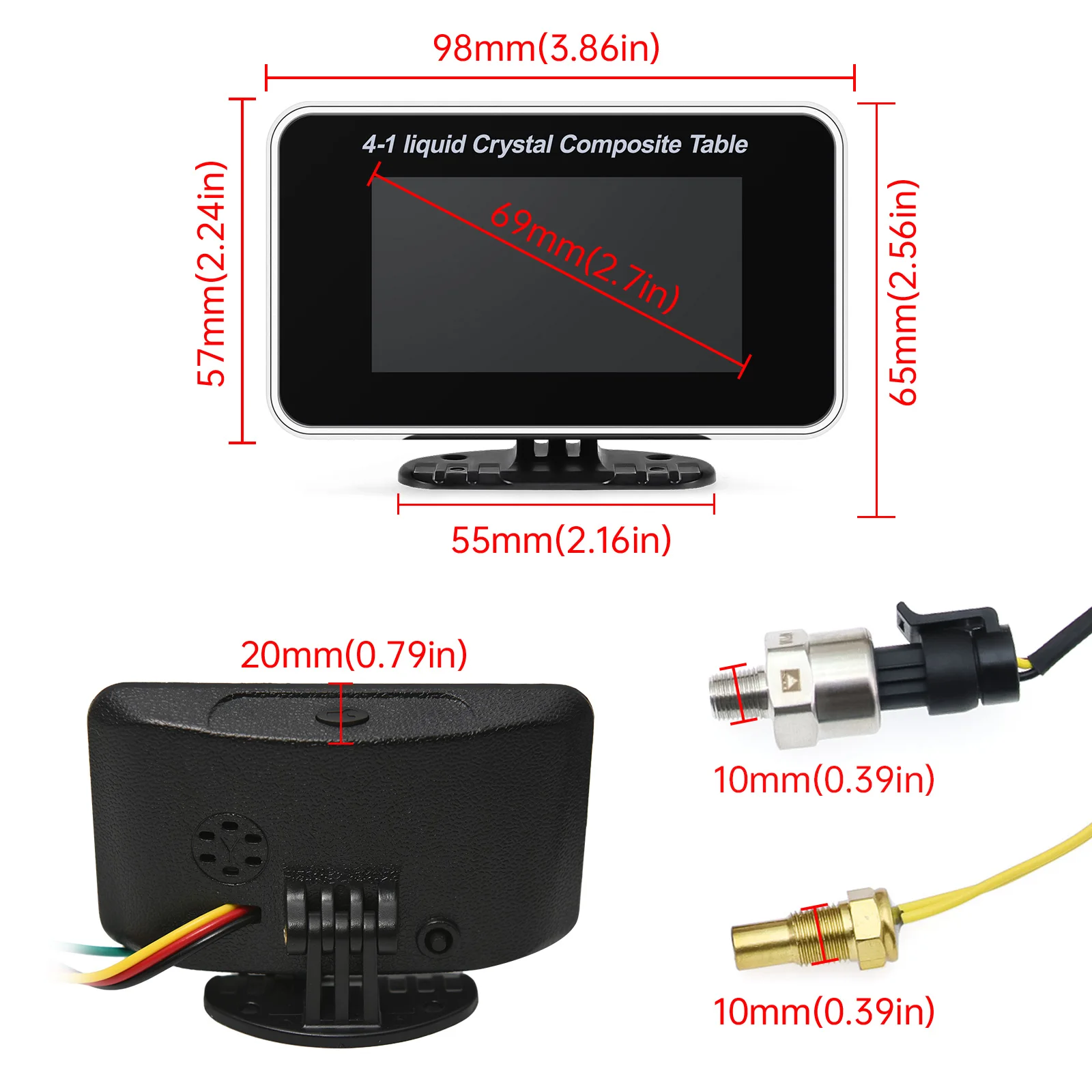 4 w 1 Samochodowy cyfrowy miernik poziomu paliwa LCD +