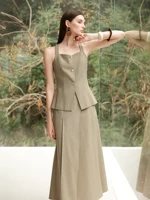 FSLE 【Premium Series】MInimalism Old Money Style Vest Top Skirt Set For Women 2025 Summer New Arrival Office Lady Chic Suit