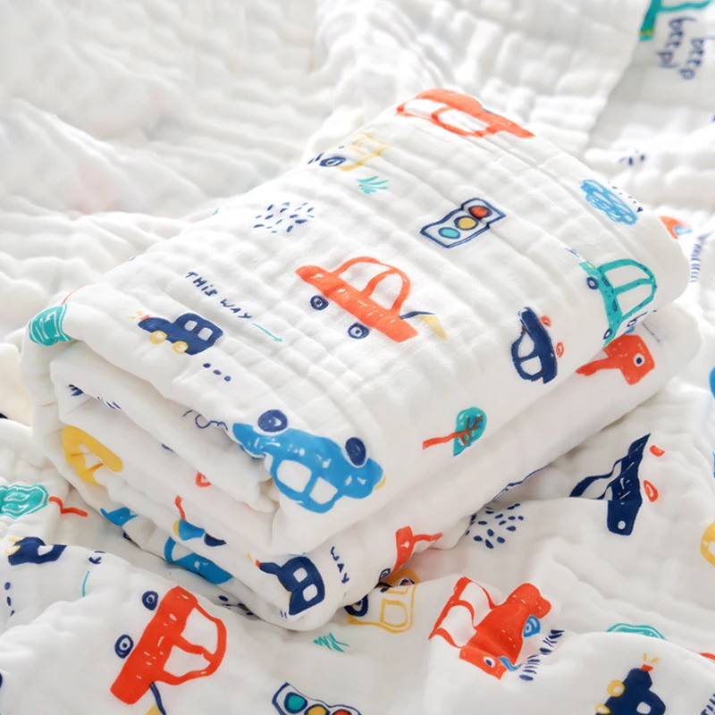 Cotton Baby Bath Towel 6 Layers Gauze Cloth Kids Bathrobe Blankets Wrap Nursery Receiving Blanket for Boy Girl Newborn Swaddle 2
