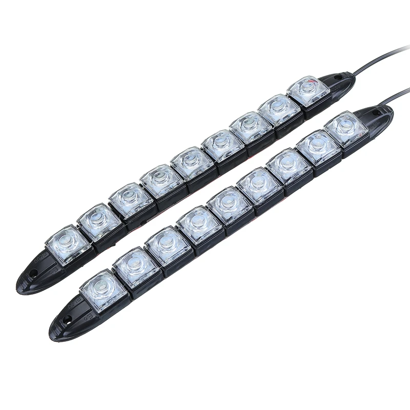 

2Pcs Green Red light Strip 12V Universal Car Boat Led DRL Daytime Running Light Flexible 9 LED Waterproof Driving Fog Bulb