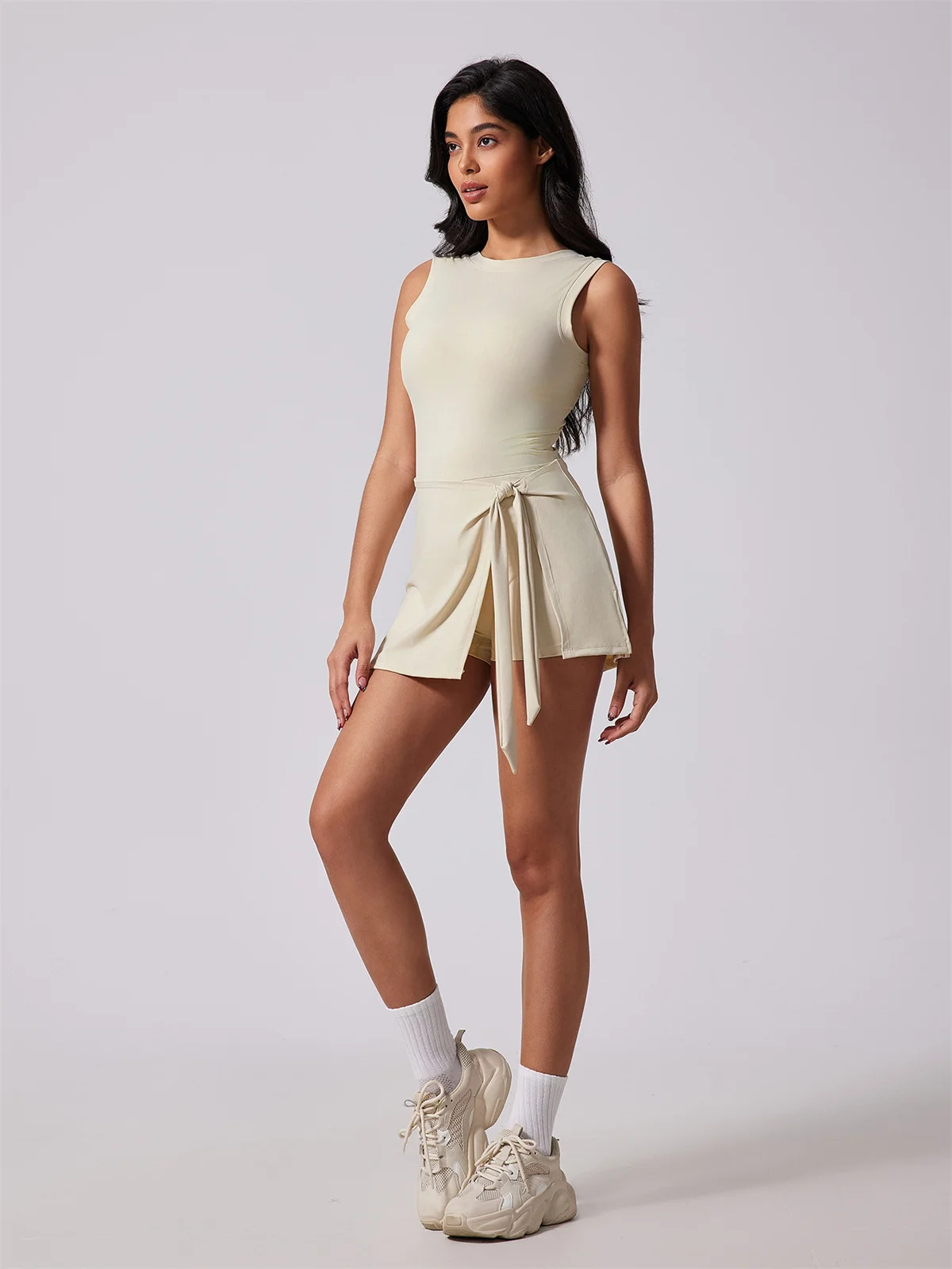 Women Tennis Sports Dress Running Jumpsuit Quick Dry Sportswear Ladies Sleeveless Tank Tops Shorts Suit Gym Fitness Yoga Skirt