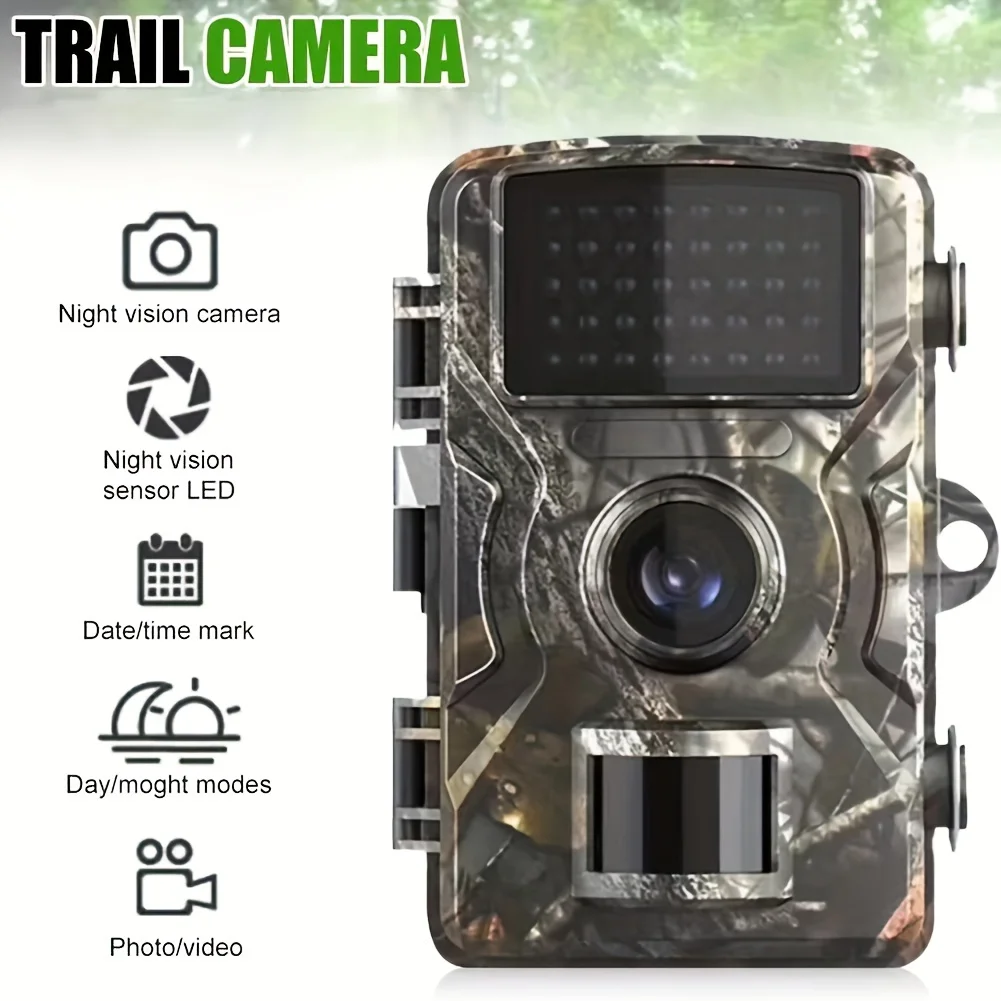 Hunting Camera with 2-Inch Screen,HD Wildlife Trail Camera,Night Vision PIR 10m 0.8s Trigger Motion Activated,for Outdoor 1