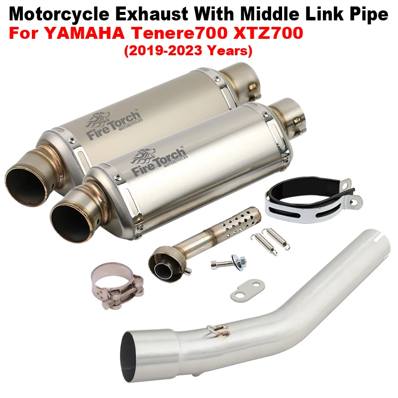 Slip On Motorcycle Exhaust System Modify Mid Link Pipe With DB Killer For YAMAHA Tenere700 Tenere 700 XTZ700 XTZ-700 2019 - 2023