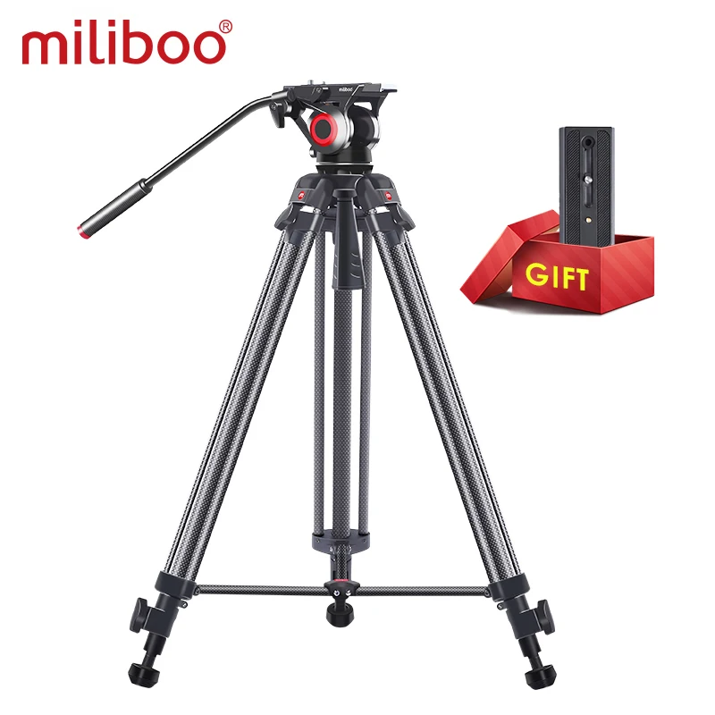Miliboo MTT606 여행용 삼각대, 유압 유체 댐핑 비디오 헤드, 디지털 SLR DSLR 카메라, 추가 QR 플레이트, 무게 2.9kg