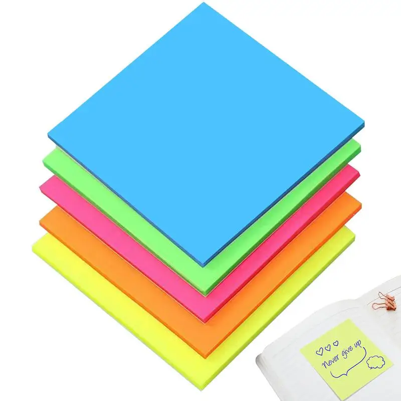 

Sticky Note Pads Waterproof Transparent PET Sticky Note Self-Stick Note Pads 3 X 3 Inches 5 Assorted Colors School Office