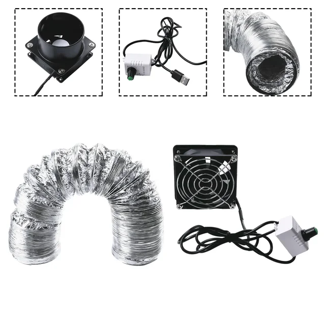Smoke Absorber Fume Extractor Fan Pipe Duct Exhuast Fan With 1/3/6M Pipe Tub Ventilation Fan USB Adjustable Speed 2