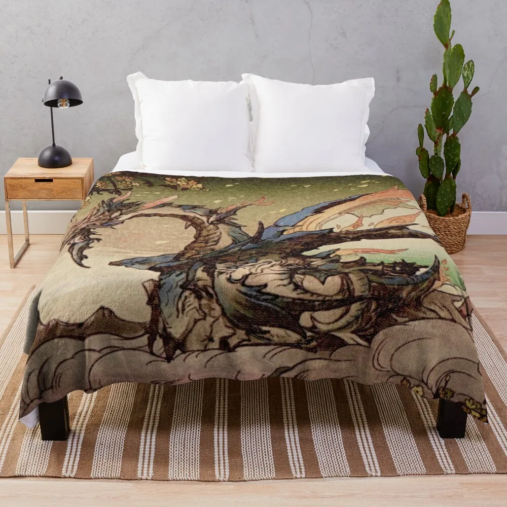 Xenoblade 2 Torna Woodblock Print 1- Titan Coperta Thin Anime Soft Plush Plaid Coperte