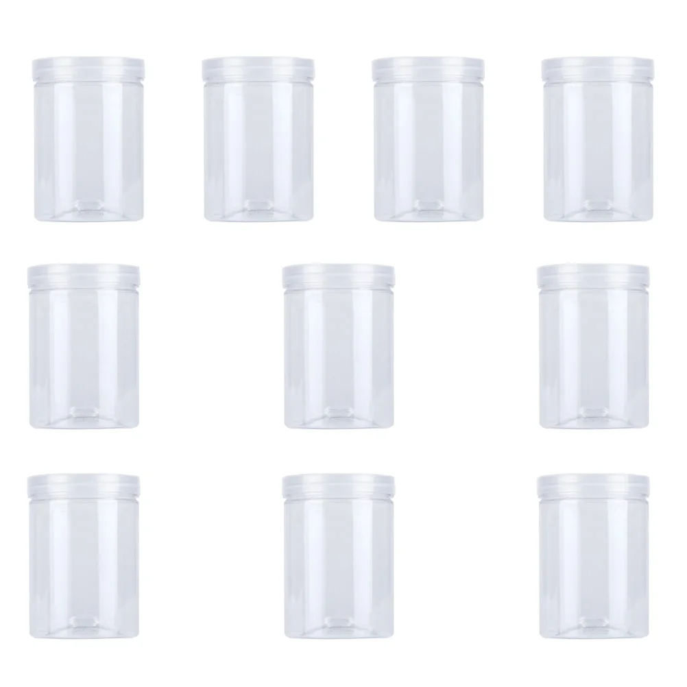 

10pcs 500ml Plastic Transparent Food Jar Kitchen Sealed Can Snacks Containers for Cookies Scented Tea