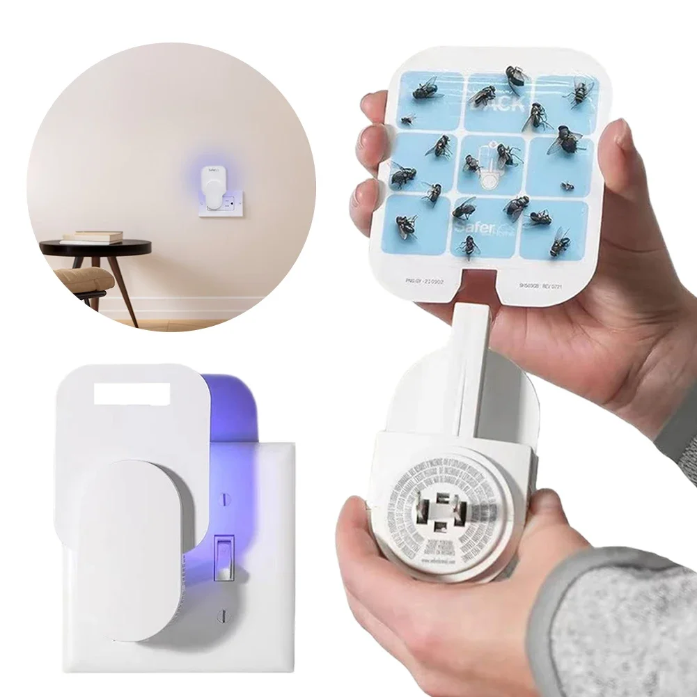 Fruit Fly Traps Plug-in Mosquito Killer Light with 2 Sticky Pads Fruit Flies Fly Insect Catcher Gnat Trap for Indoor Home Office