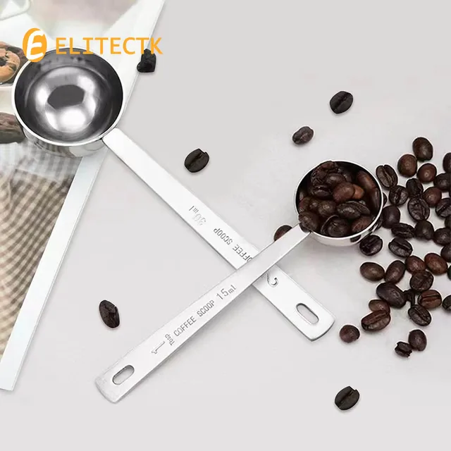 1Pc Rozsdamentes Acél Kávéfőző 15 Ml 30 Mérő Kanál Hosszú Kezelt Fémmérés Kávé Tea Szerszámok Kiegészítők - Image 2