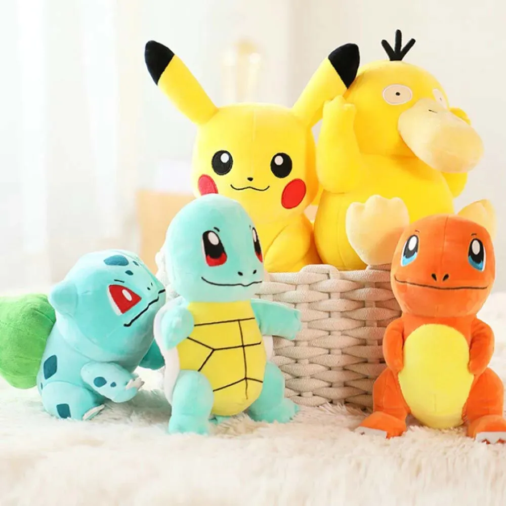 25cm Pokemon Plush Stuffed Toys Kawaii Pikachu Squirtle Turtle Charmander Jigglypuff Bulbasaur Psyduck Pokémon Anime Kids Gift
