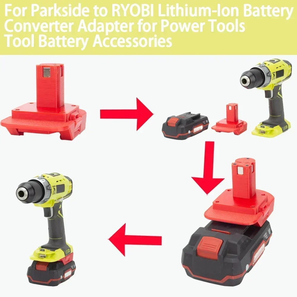 Per Lidl Parkside A Ryobi One + Adattatore Convertitore Batteria Agli Ioni Di Litio Utensili Elettrici-Accessori Batteria Per Utensili