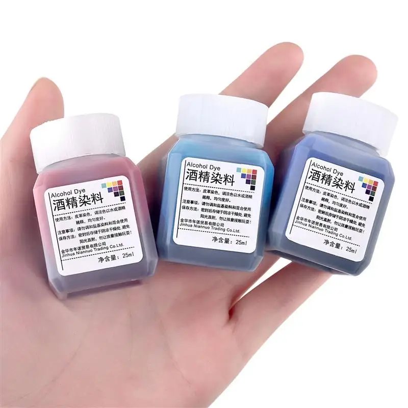 Leather Alcohol Dye 25ml High Concentration Dilutable for DIY Vegetable Tanned Leather Repair Refurbished Dyeing