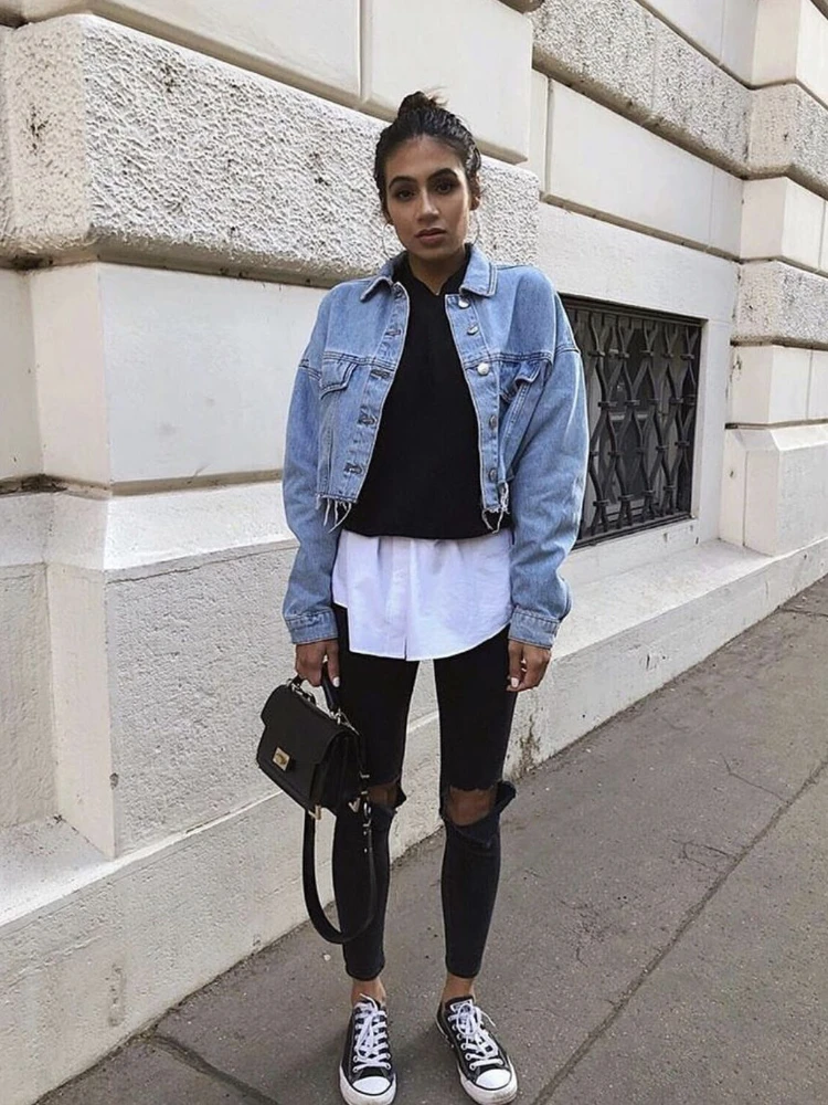 Street Jeans Crop Jacket Women 