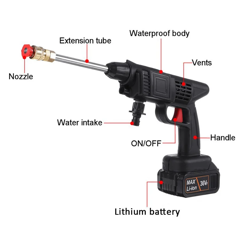 1500W Cordless Electric High Pressure Washer Rechargeable Car Wash Gun Electric Water Gun Foam Machine for Makita 18V Battery 6