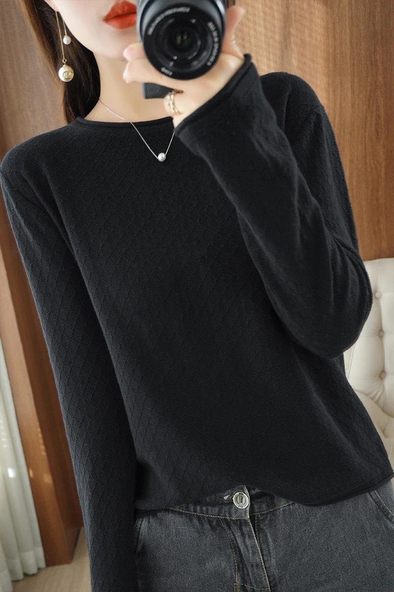 2022 spring and autumn women's new round neck sweater cotton bottoming sweater loose pullover cute sweaters