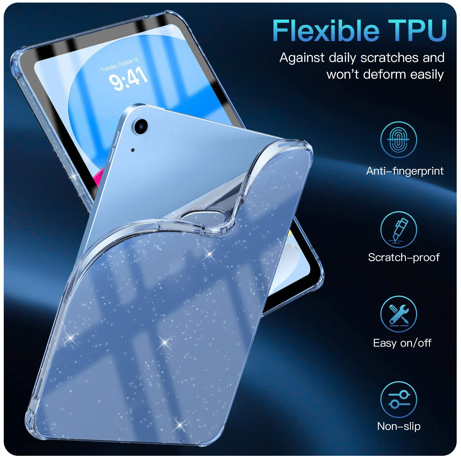 Glitter Case for iPad (A16) 11th Generation 11 Inch 2025/10th Generation 10.9 Soft Silicone Shell Shimmering Glittering Case - 2