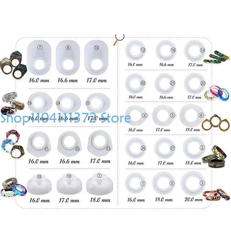 P9FE 3 PCS/SET 실리콘 링 곰팡이 DIY 링 제작을위한 둥근 목걸이 펜던트 공예품