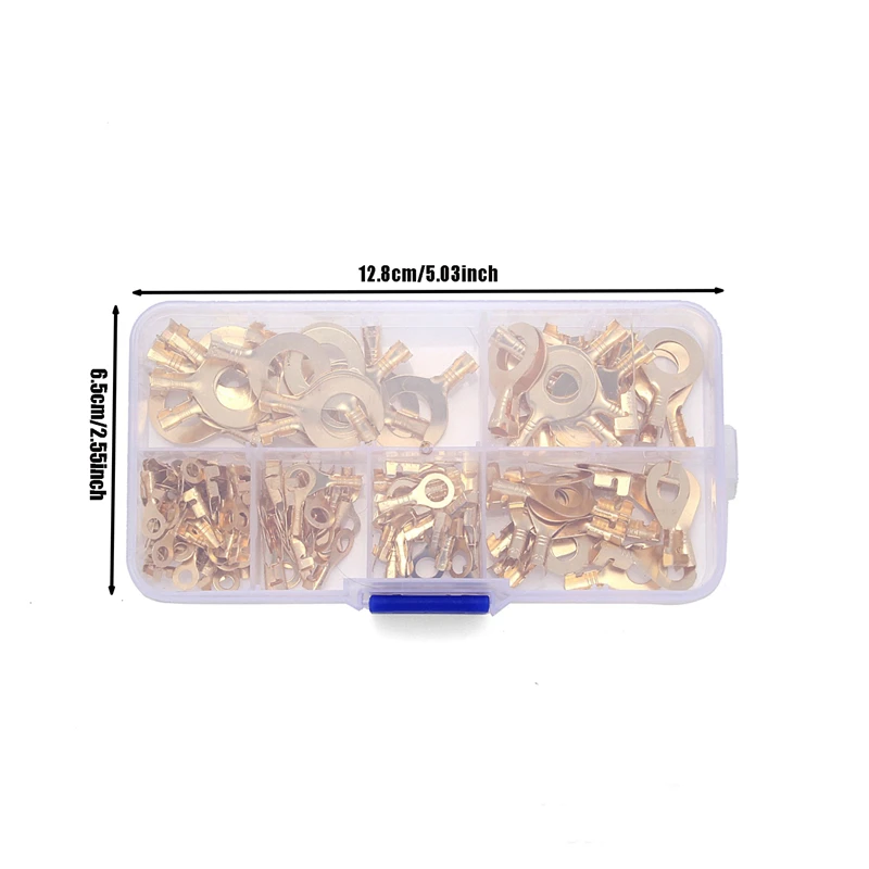 150pcs M3 M4 M5 M6 M8 M10 Ring Lugs Ring Eyes Copper Crimp Terminals Cable Lug Wire Connector Non-insulated Assortment Kit
