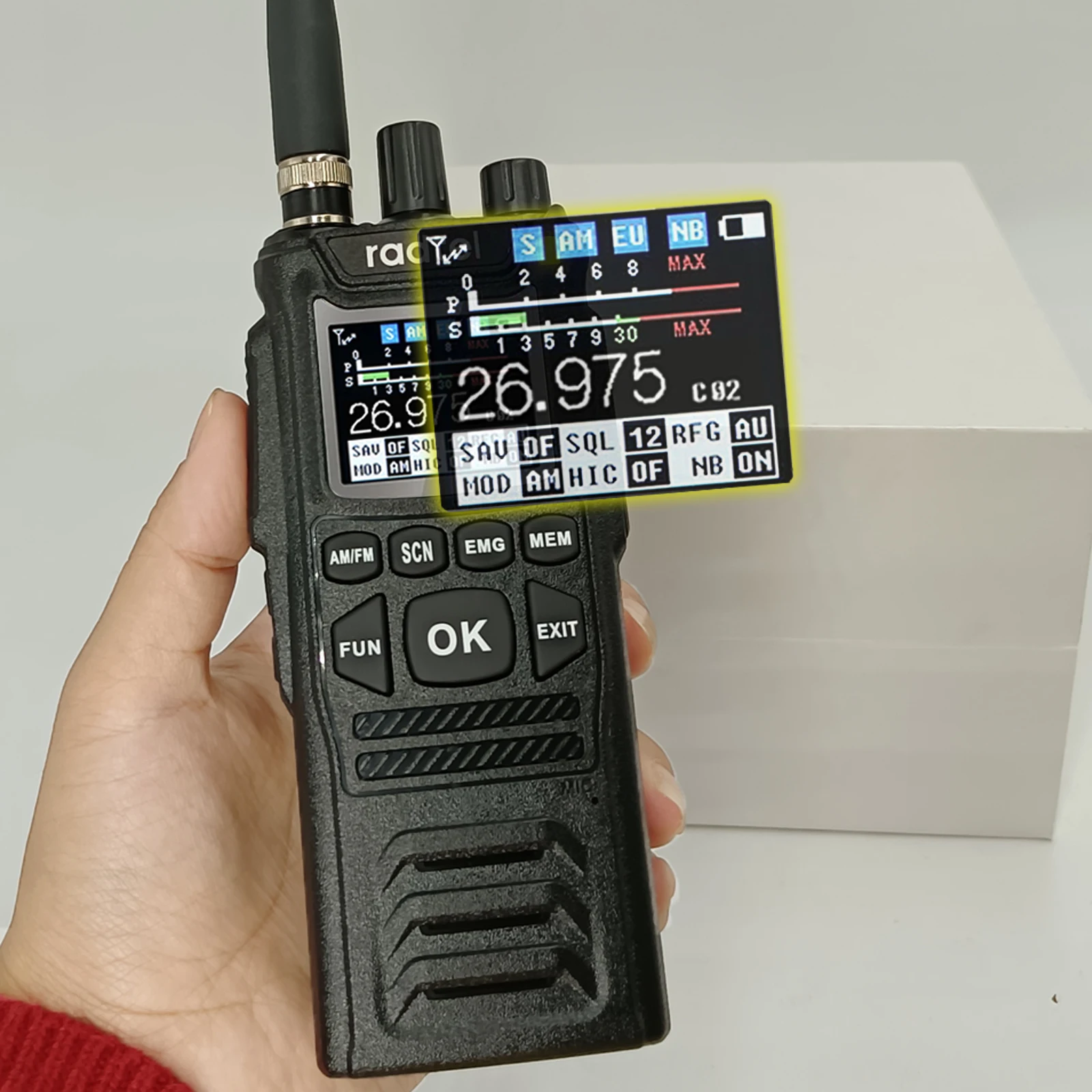 New! CB-10 Handheld Walkie Talkie 27MHz CB Radio HAM Transceiver 4W 12V AM/FM CB channels 26-27MHz 4100hAm Battery for truck 4