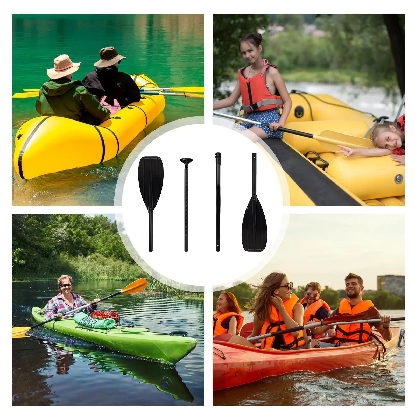 Pagaia da kayak in fibra di carbonio a 2 sezioni, leggera, a doppia pala, per pesca, turismo, bambini e adulti, rafting su lago, fiume e mare - immagine 5