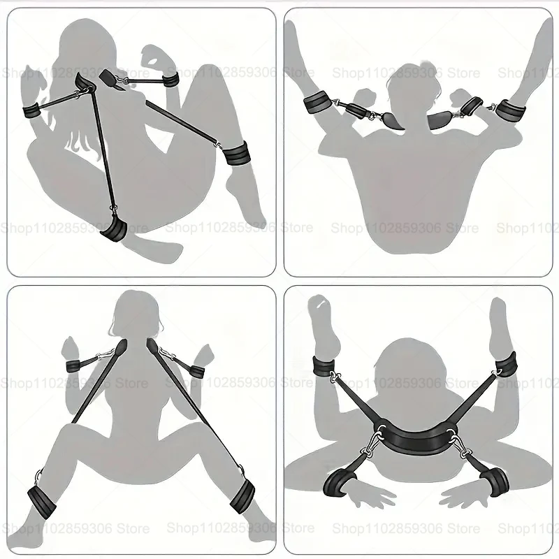 BDSM Erwachsene Erotische Bondage Bett Spiele Sex Bondage Set Frauen Handschellen Fußfesseln Fesseln Sex Spielzeug Für Paare Slave Sex Shop 1