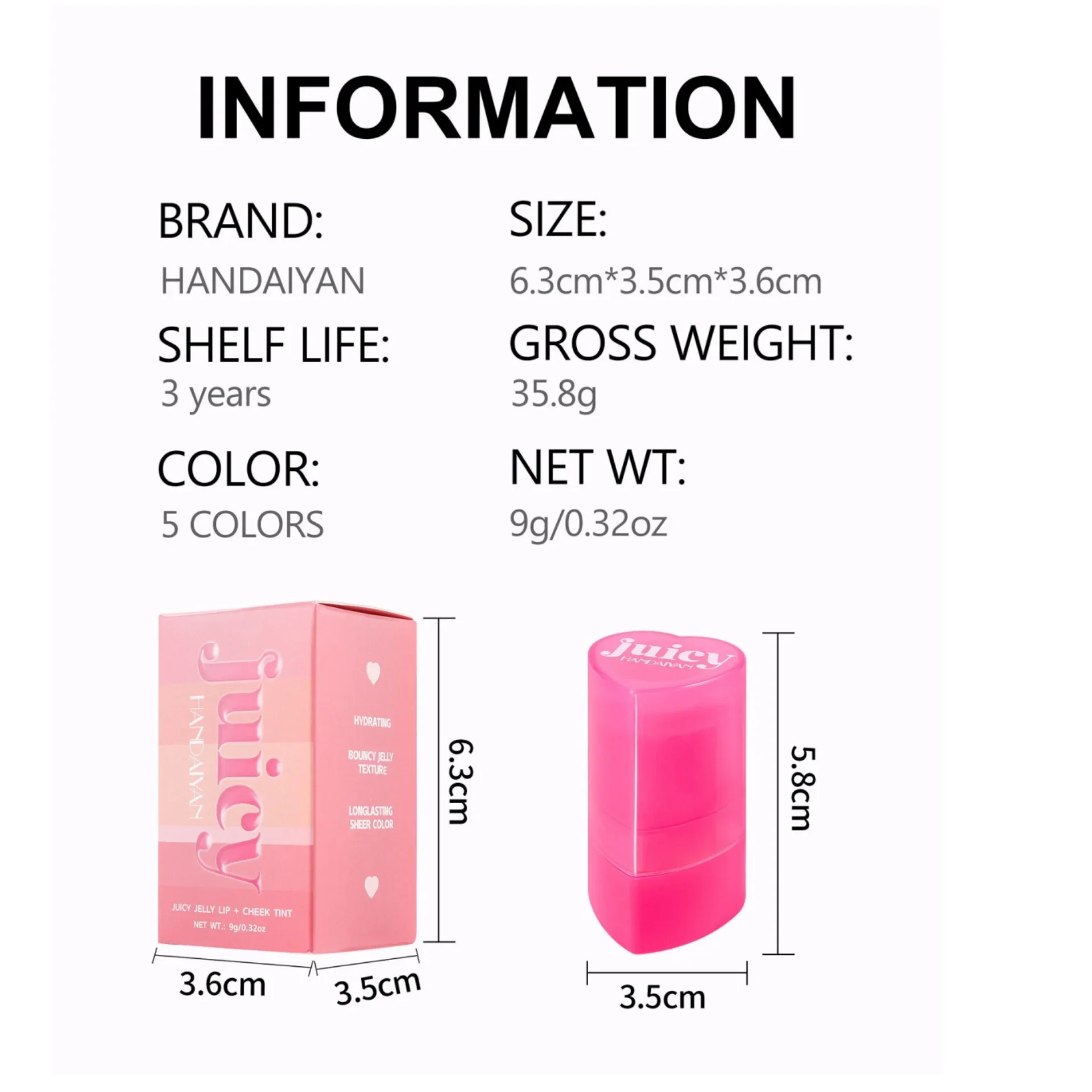 Lip and Cheek Jelly Blush Stick Lipstick Jelly Blusher Stick Makeup Water Tint Stick Lightweight Long Lasting Cosmetics