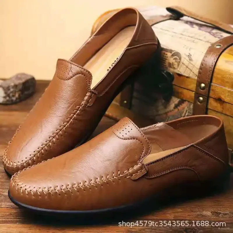 Men Casual Leather Shoes Spring Loafers Slip on Business Classic Soft Moccasins Hombre Breathable Flats