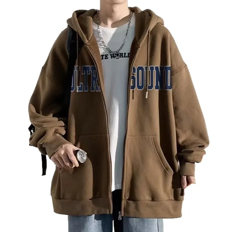 Fanceey 캐주얼 남성 플러시 안감 후드 자켓 지퍼 업 스웨트 따뜻한 겨울 코트 streetwear 패션 풀오버 겉옷 청소년