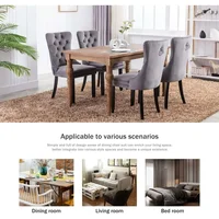 Velvet Dining Chairs Set of 6, Ring Pull Trim and Button Back, Luxury Tufted Dining Chairs for Living Room, Dining Chair 2