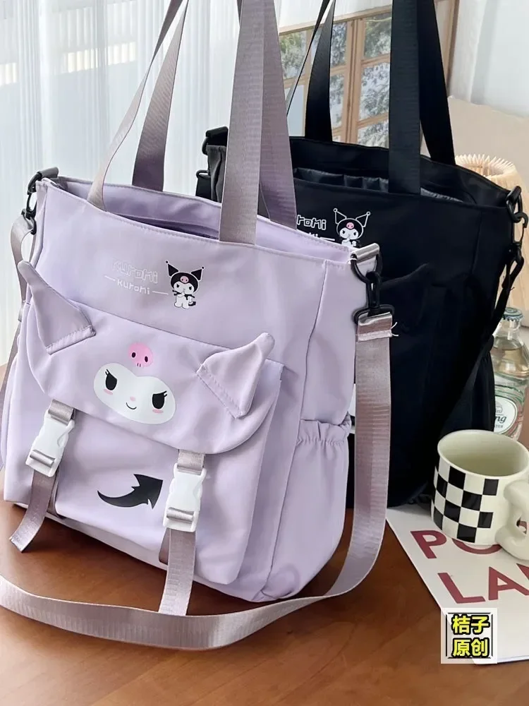 

Sanrio Kuromi Cartoon Shoulder Crossbody Tote Bag High School and College Student Canvas Bag for Class Tuition Bag waterprof