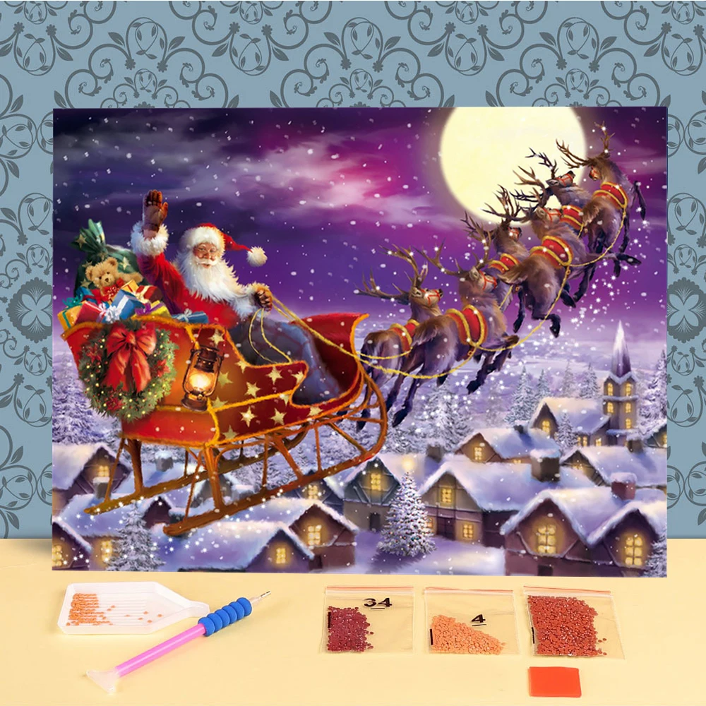 Painting By Numbers For Adults Kits Santa Claus And Elk - Temu