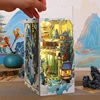 NEW DIY Book Nook Wooden Miniature Model Kit Penglai Wonderland Bookend Assembled 3D Puzzle Bookshelf Home Decor Friends Gifts 4