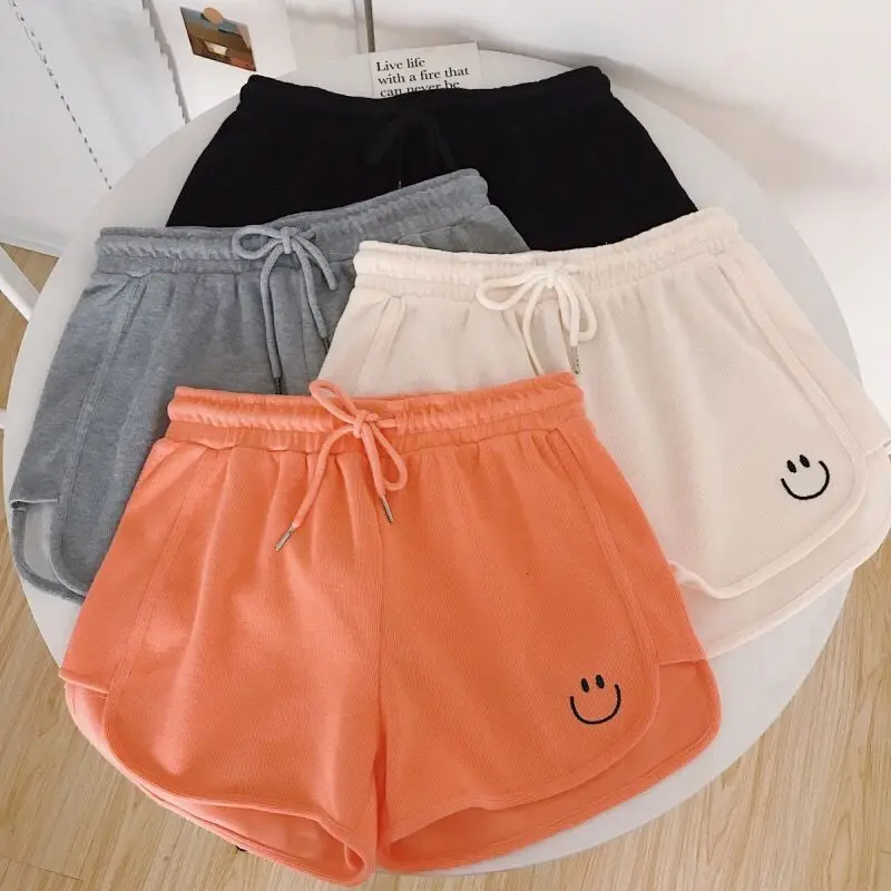 Korea Ulzzang plus size high waist slim loose shorts Letter printing Vintage women shorts casual fashion punk new hip-hop shorts cotton shorts