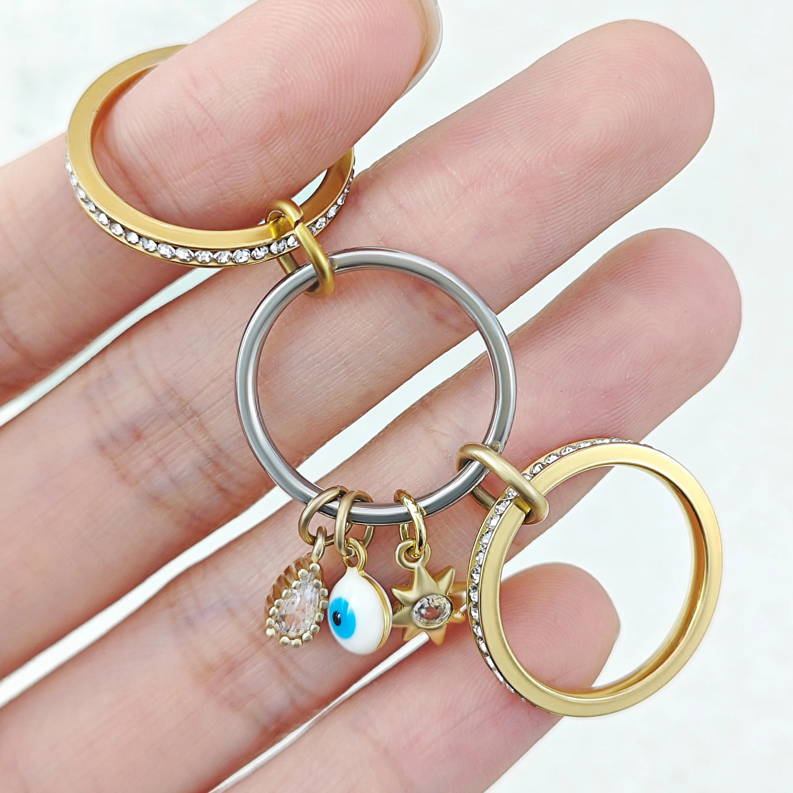 Spinelli Kilcollin Ringe mit bunten bösen Augen Charms für Frauen Hexagramm Anhänger Gold Farbe Edelstahl Ring Schmuck Geschenke – Detail 11